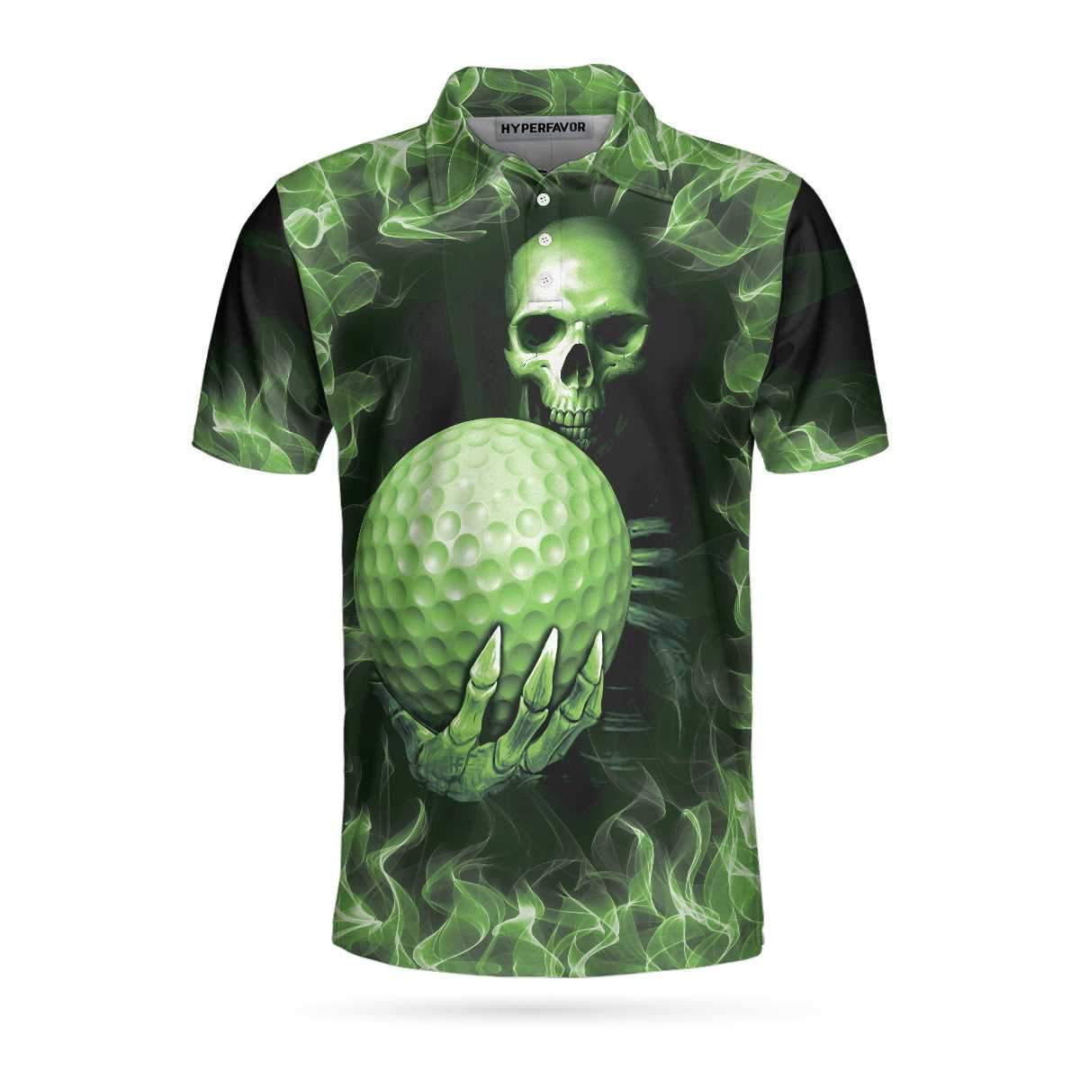 Golfing Murder Polo Shirt Green Skull Golf Shirt Design Best Gift Idea For Golfers Scary Golf Shirt