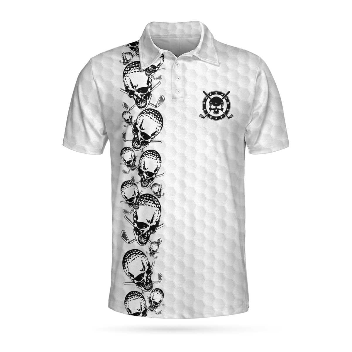 Golfing Skull Golf Ball And Clubs Shirt Polo Shirt Golf Pattern Polo Shirt Black And White Golf Shirt For Men