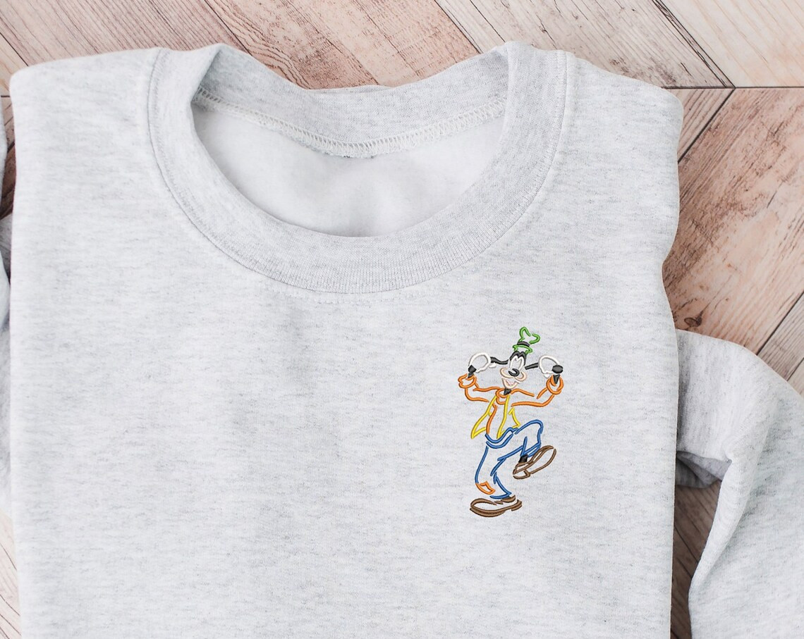 Goofy Embroidered Crewneck Disney Embroidered Sweatshirt Disney Crewneck Disney Sweatshirt Womens Disney Crewneck