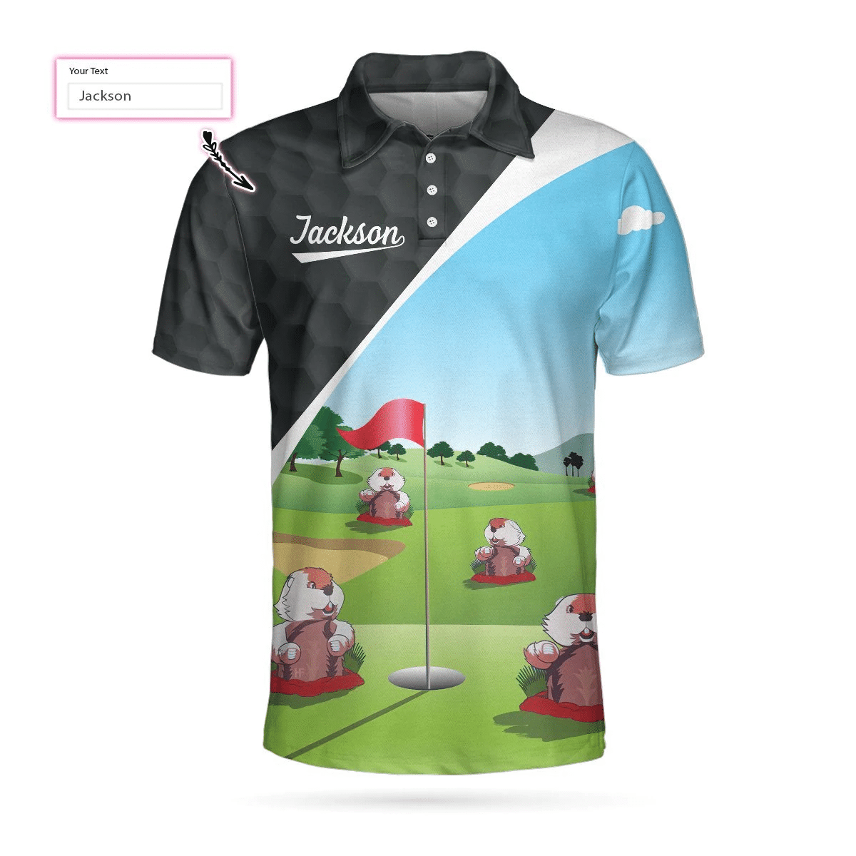 Gopher My Mind Is On Golf Custom Polo Shirt Personalized Golf Shirts Short Sleeve Polo For Men Cool Gift For Golfers