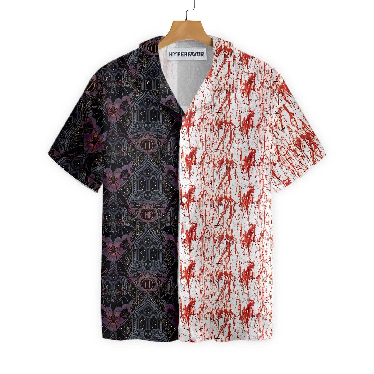 Gothic Halloween Blood Hawaiian Shirt For Men Satanic Bat And Spider Goth Hawaiian Shirt