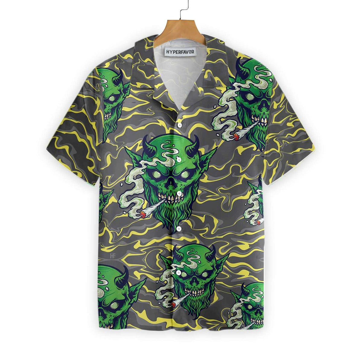 Gothic Satan Smokes Green Thing Hawaiian Shirt Goth Hawaiian Shirt For Men And Women