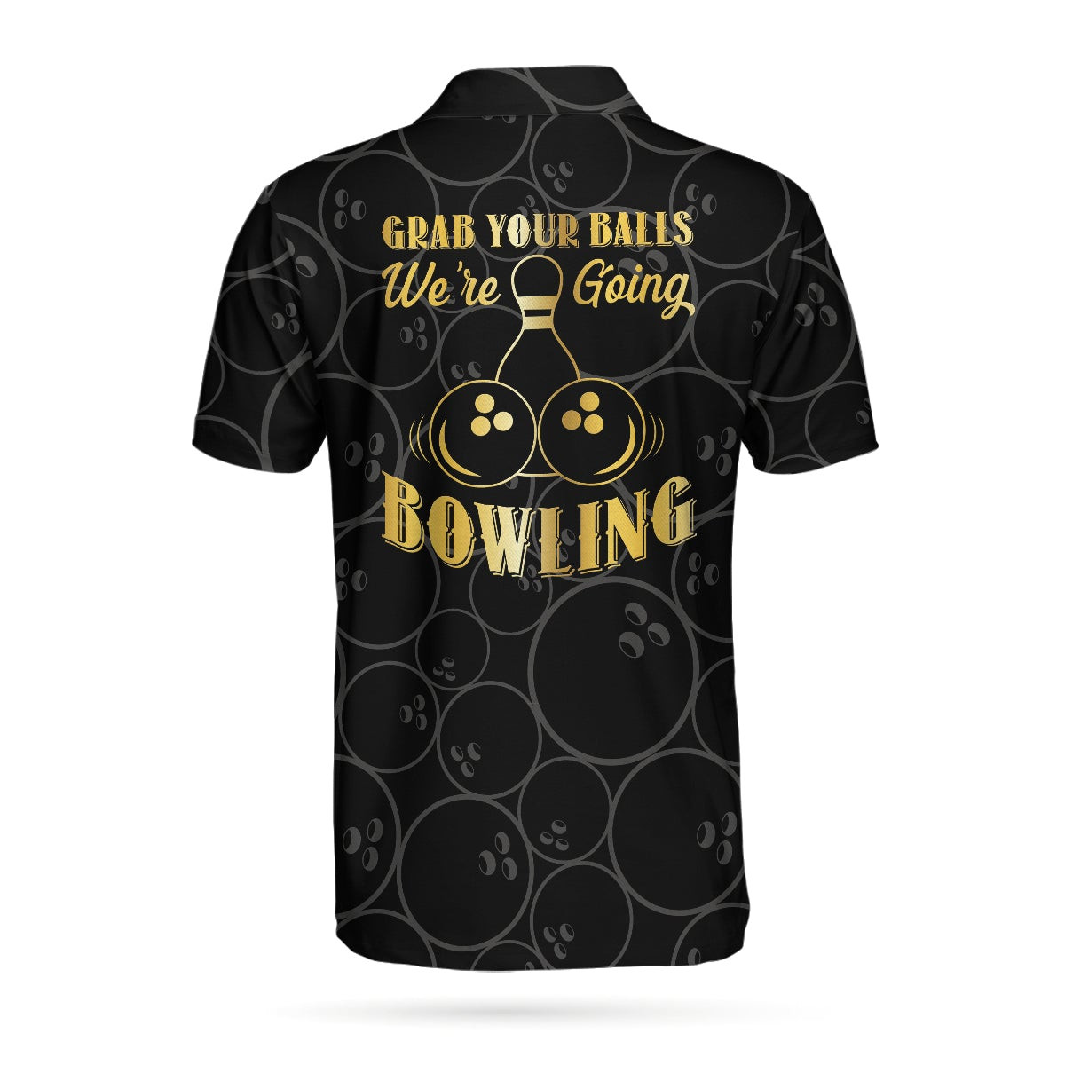 Grab Your Ball Were Going Bowling Polo Shirt Bowling Ball Pattern Polo Shirt Black Bowling Shirt For Men