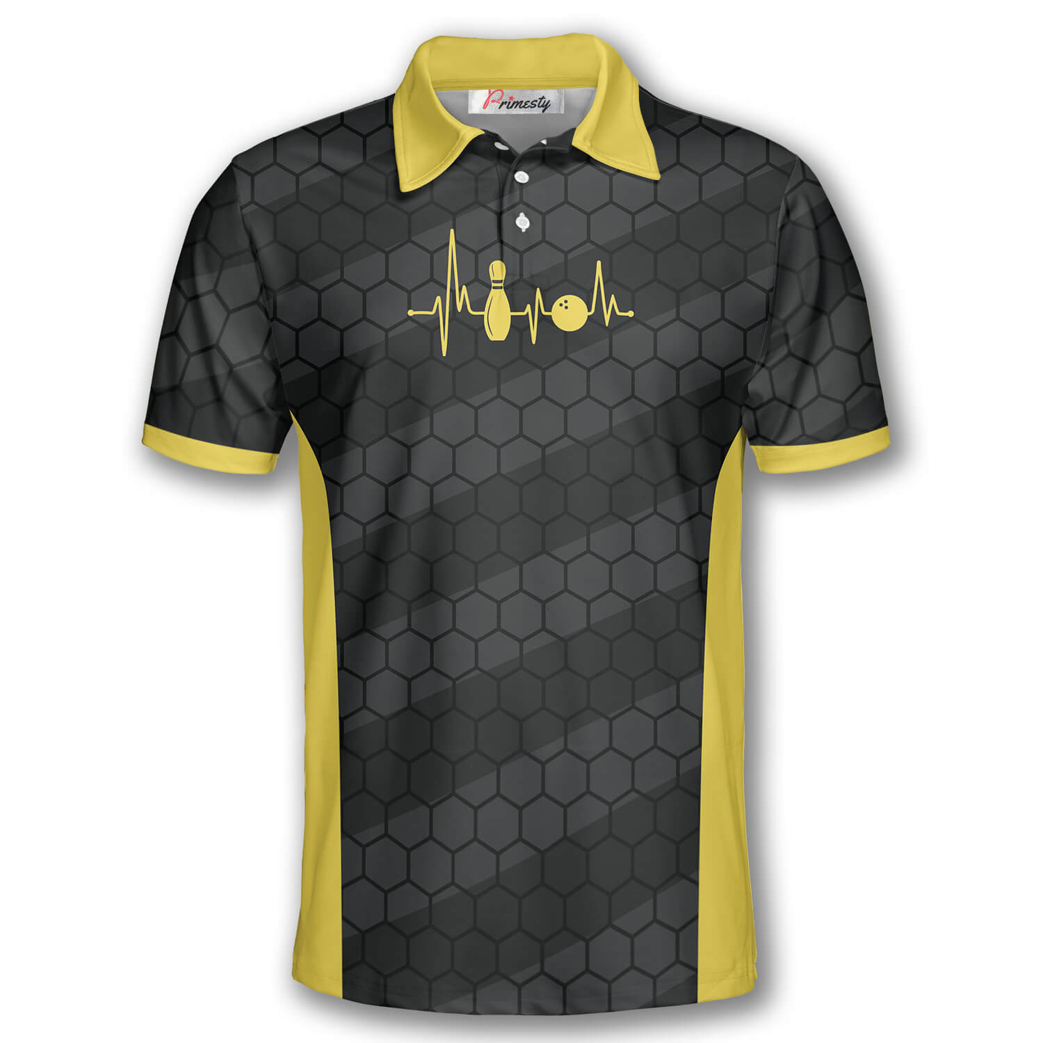 Grab Your Balls Were Going Bowling Honeycomb Pattern Custom Polo Bowling Shirts for Men