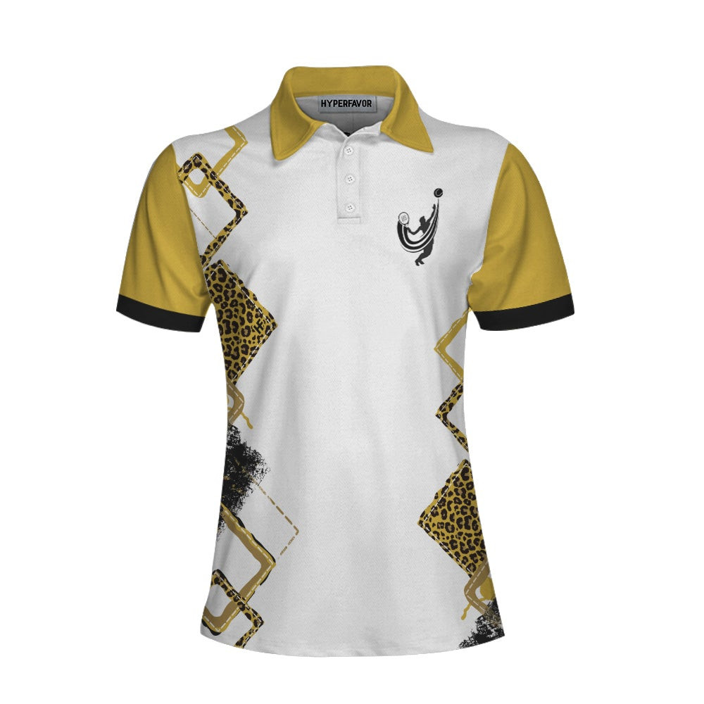 Grab Your Balls Were Going To Play Tennis Short Sleeve Women Polo Shirt White And Yellow Tennis Shirt For Ladies