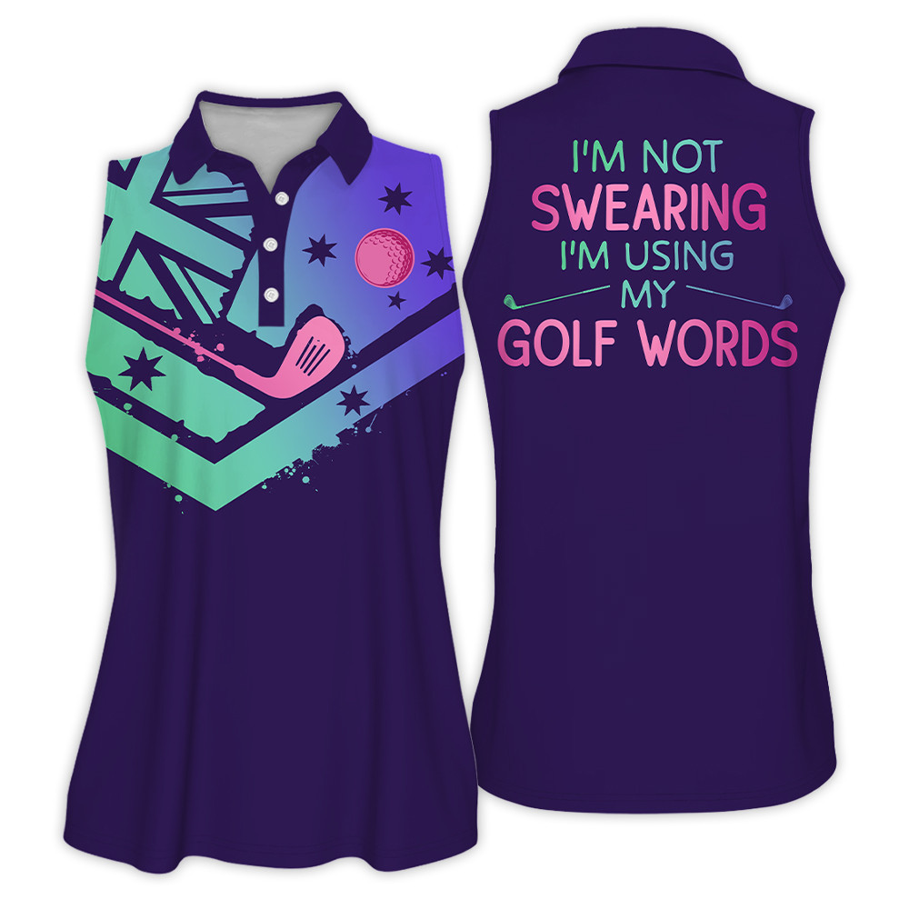 Gradient I?? Not Swearing I'm Using My Golf Words Flag Australian Swing Swear Repeat Golfer Women Golf Shirt