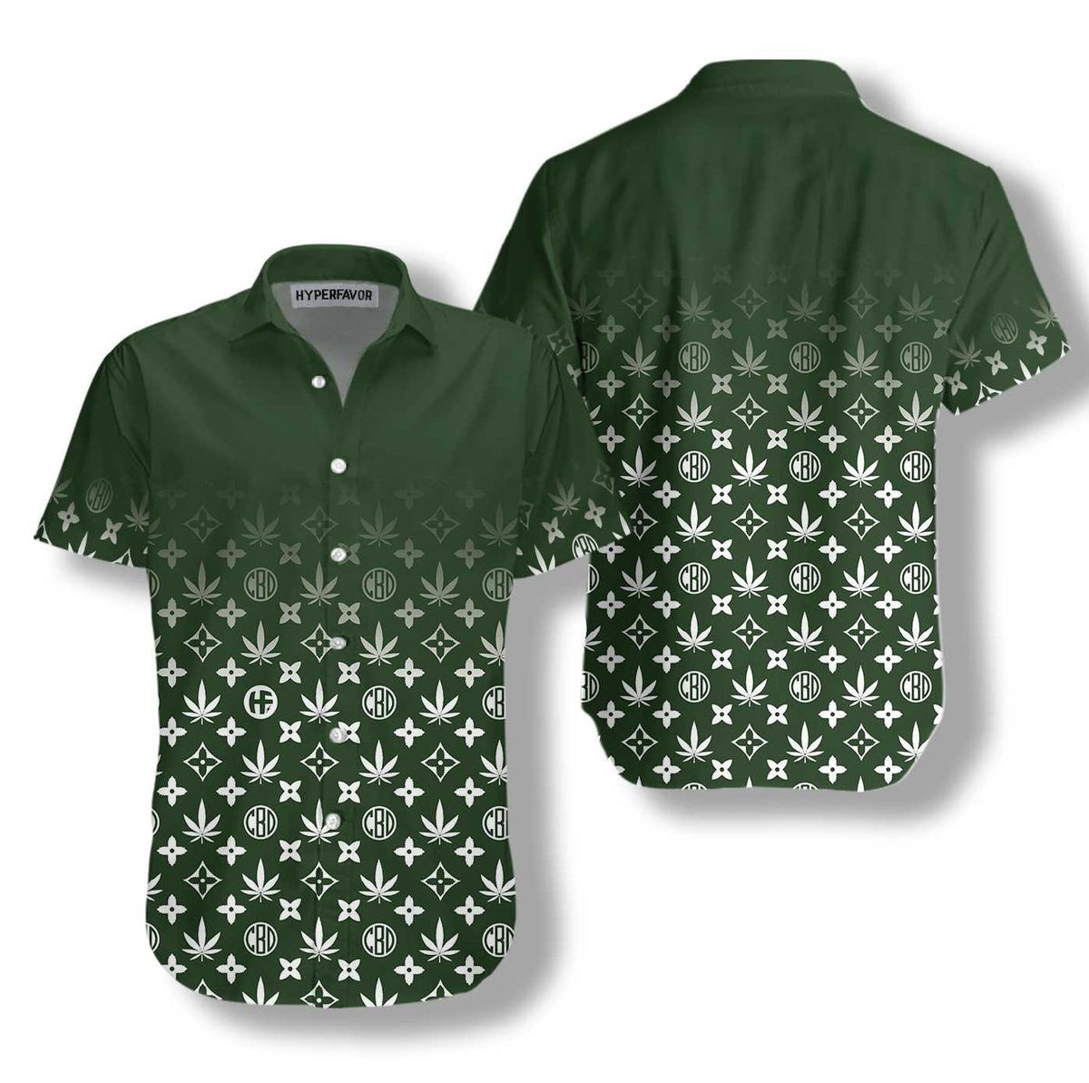 Gradient Marijuana Pattern Shirt For Men Hawaiian Shirt