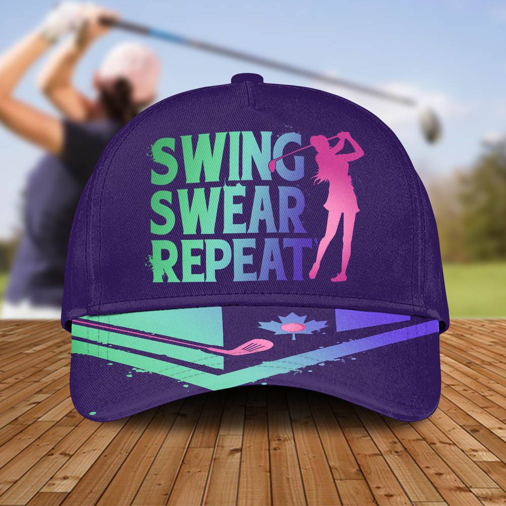 Gradient Swing Swear Repeat Flag Canada Swing Swear Repeat Color Golfer Gift Caps