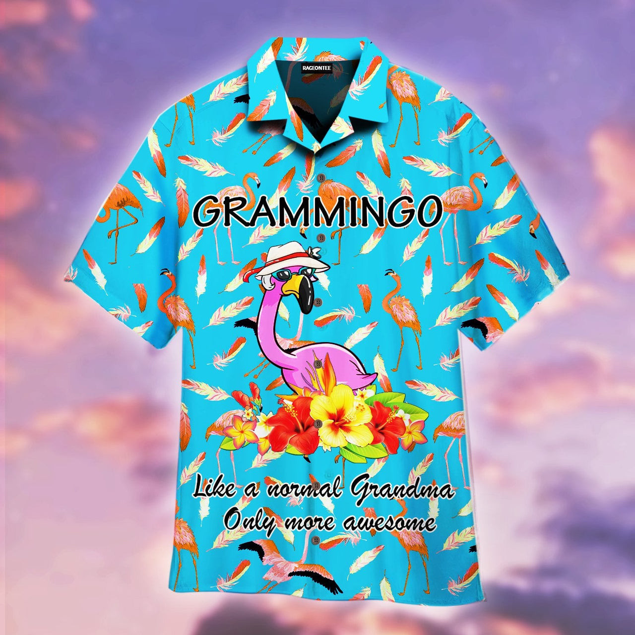 Grammingo Pink Flamingo Hawaiian Shirt Tropical Grandma Hawaiian Shirt For Men Women
