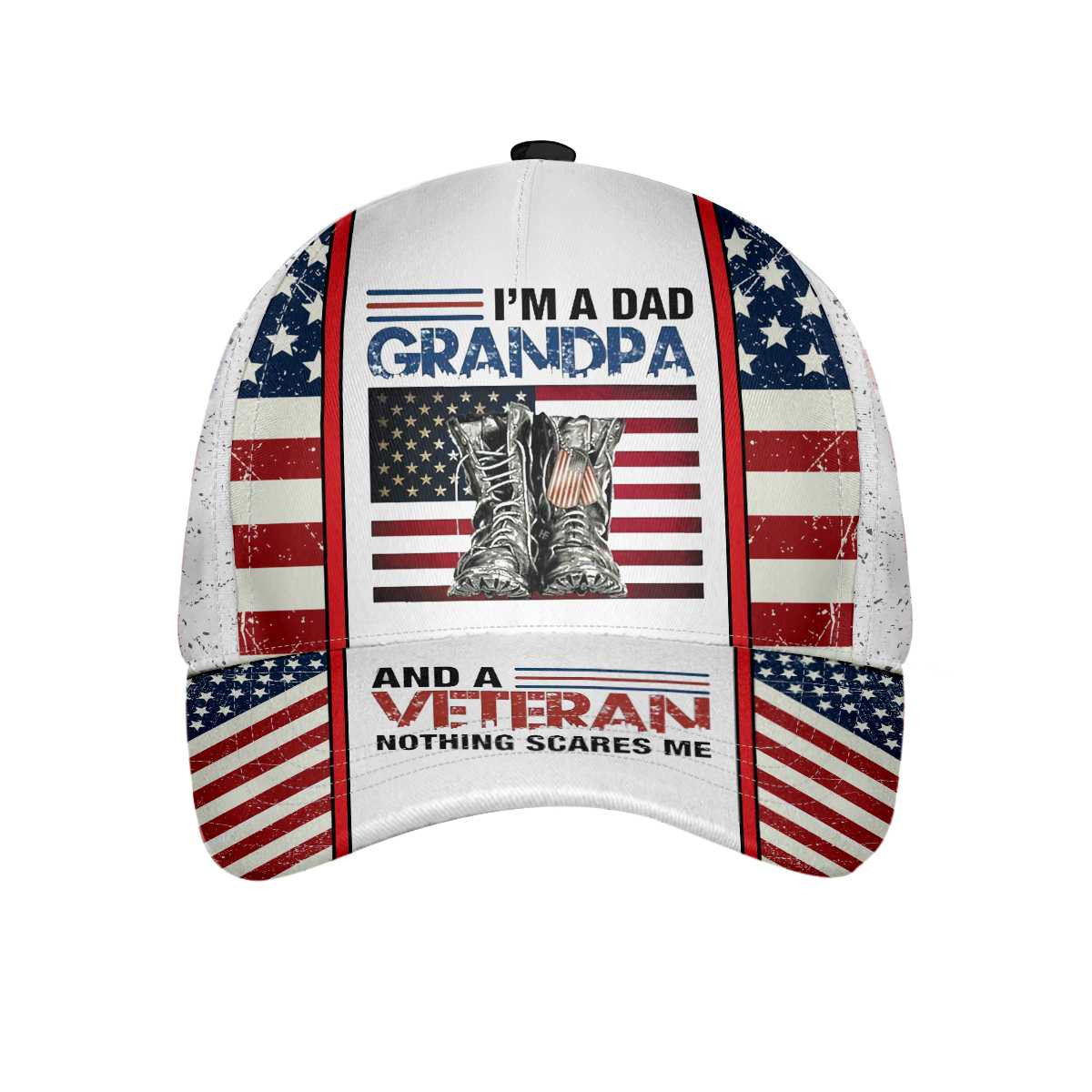 Grandpa Veteran Classic Cap White American Flag Baseball Cap For Retired Veterans Veteran Baseball Cap