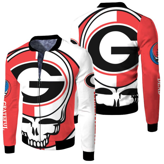 Grateful Dead Georgia Bulldogs Bolt Skull Fleece Bomber Jacket