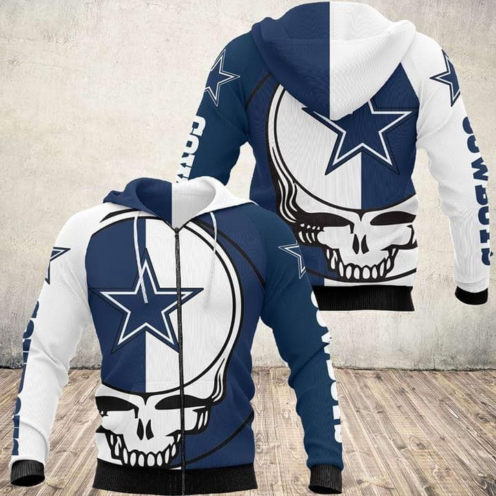 Grateful Dead Skull Dallas Cowboys Pullover And Zip Pered Hoodies Custom 3D Graphic Printed 3D Hoodie All Over Print Hoodie For Men For Women