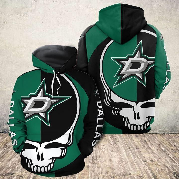 Grateful Dead Skull Dallas Stars Pullover And Zippered Hoodies Custom 3D Graphic Printed 3D Hoodie All Over Print Hoodie For Men For Women