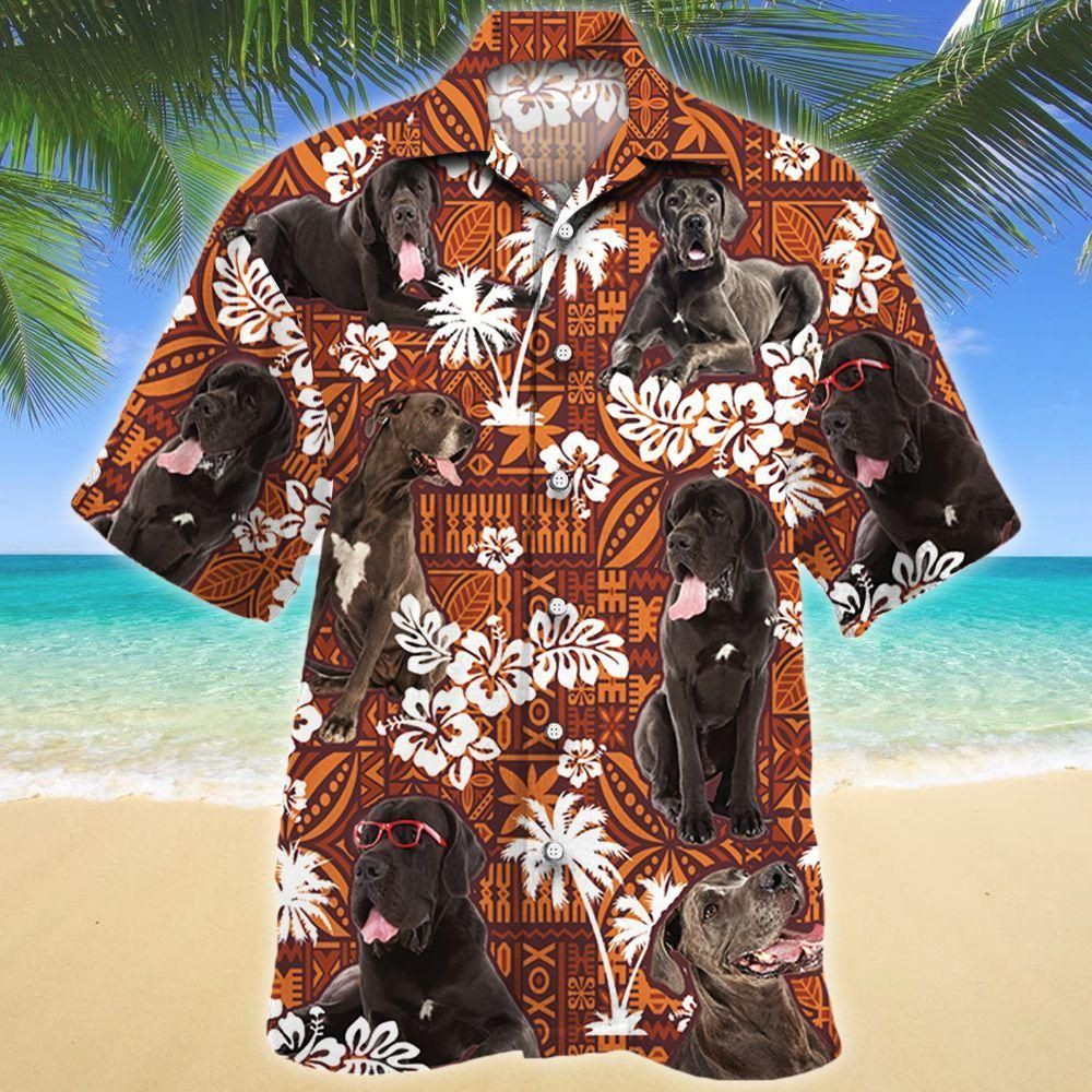 Great Dane Dog Lovers Red Tribal Aloha Hawaiian Shirt Colorful Short Sleeve Summer Beach Casual Shirt For Men And Women