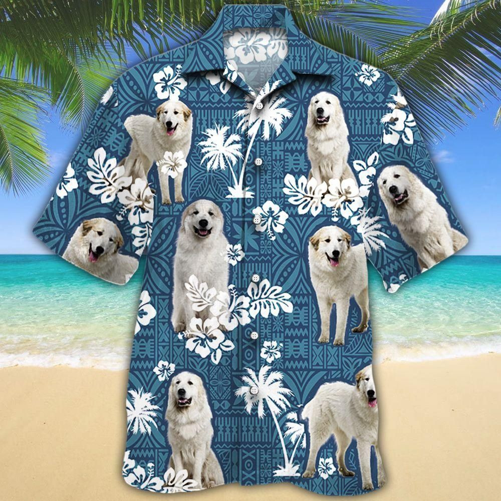 Great Pyrenees Dog Lovers Blue Tribal Aloha Hawaiian Shirt Colorful Short Sleeve Summer Beach Casual Shirt For Men And Women