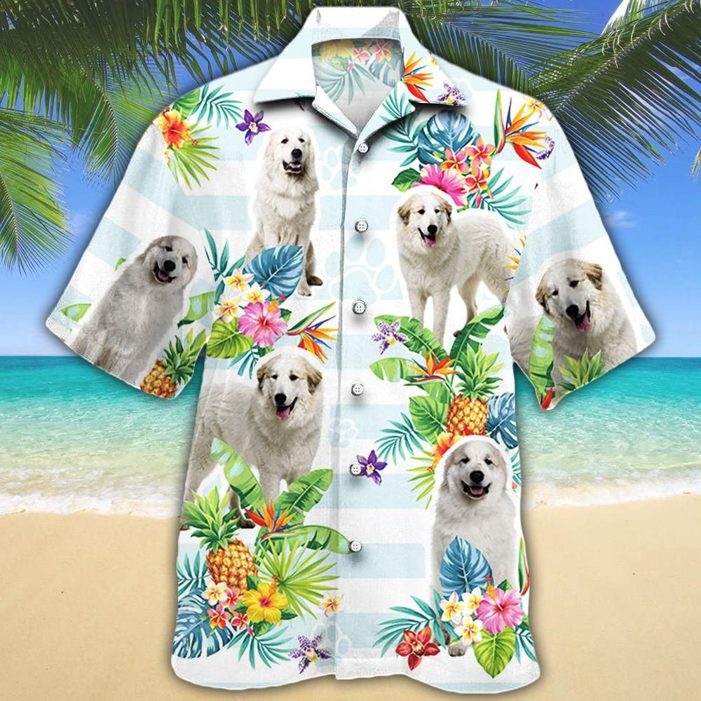 Great Pyrenees Dog Lovers Tropical Flower Aloha Hawaiian Shirt Colorful Short Sleeve Summer Beach Casual Shirt For Men And Women