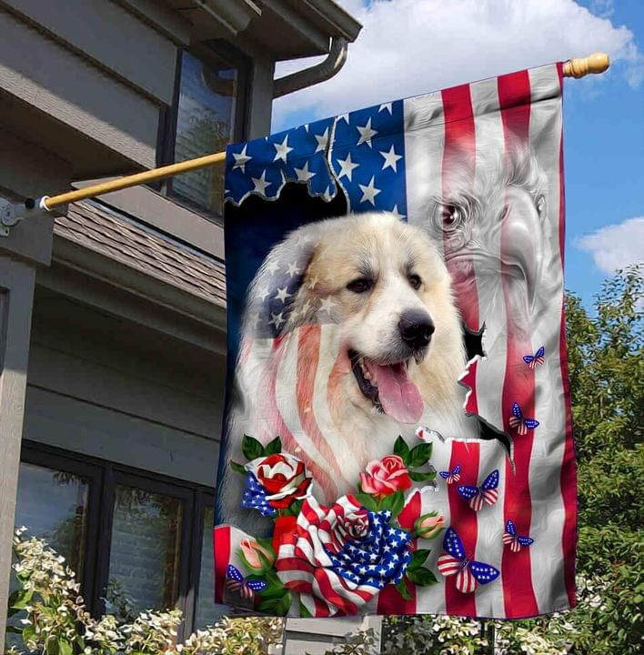 Great Pyrenees Proud Nation Dog Lover American Flag Garden Flag House Flag