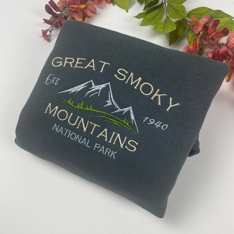 Great Smoky Mountains National Park Embroidered Crewneck-embroidered Crewneck-National Park Sweatshirt