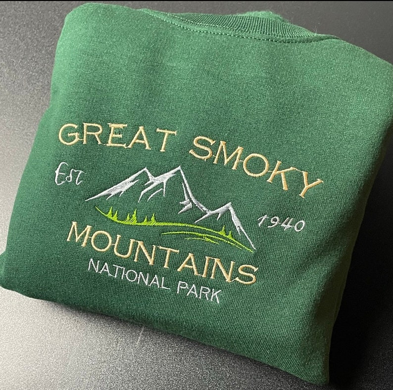 Great Smoky Mountains National Park Embroidered Crewneck-embroidered Crewneck-National Park Sweatshirt