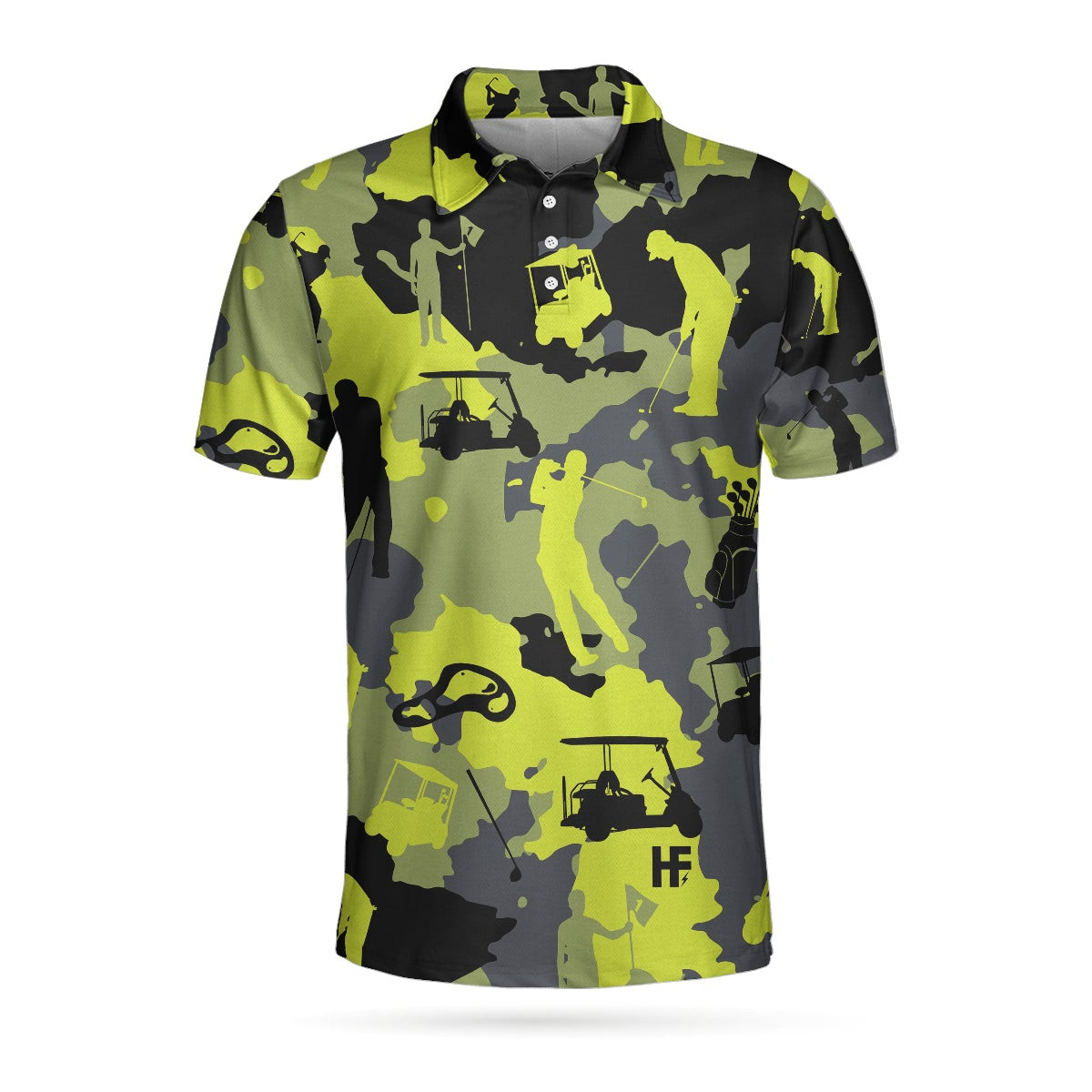 Green And Grey Camouflage Golf Polo Shirt Military Streetwear Polo Shirt Camo Golf Shirt For Men