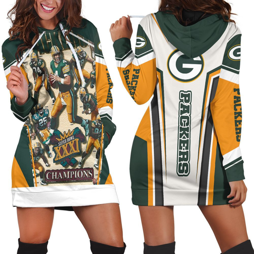 Green Bay Packers 2021 Super Bowl Xxxi Champions Nfc North Division Champions Hoodie Dress Sweater Dress Sweatshirt Dress