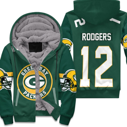 Green Bay Packers Aaron Rodgers 12 3D Fleece Hoodie