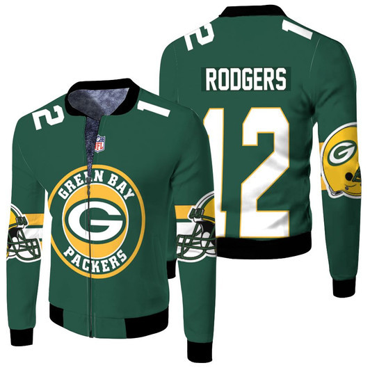 Green Bay Packers Aaron Rodgers 12 Fleece Bomber Jacket