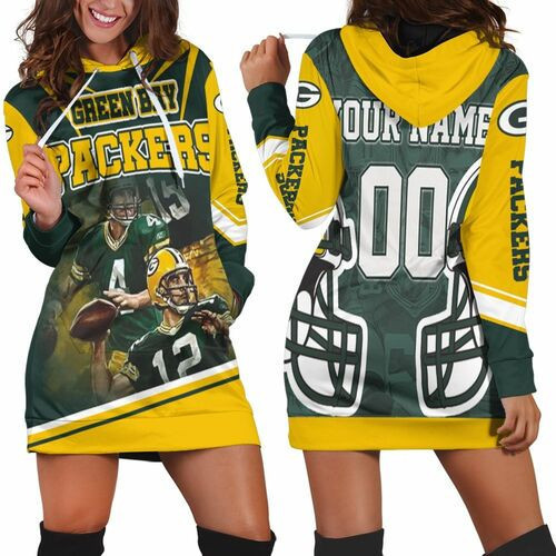 Green Bay Packers Aaron Rodgers Brett Favre Juwann Winfree Great Players Personalized Hoodie Dress Sweater Dress Sweatshirt Dress