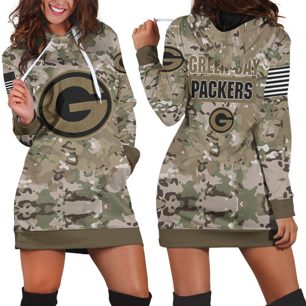 Green Bay Packers Camouflage Veteran 3d Hoodie Dress Sweater Dress Sweatshirt Dress