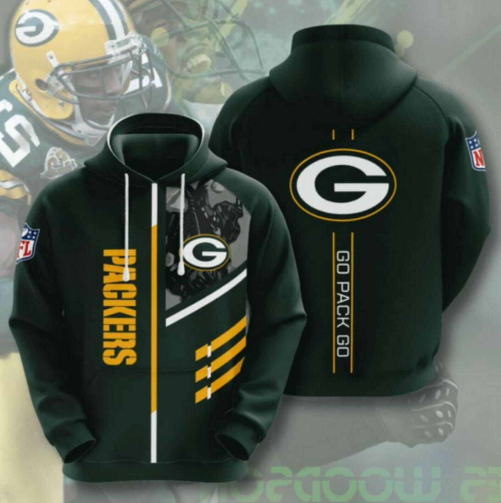 Green Bay Packers Custom Logo Fan Print All Over Print 3D Hoodie Model Cool 2022