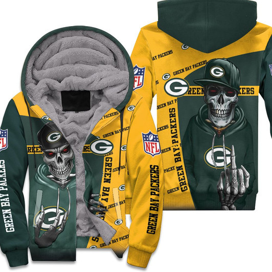 Green Bay Packers Hiphop Skeleton Fan 3D Fleece Hoodie