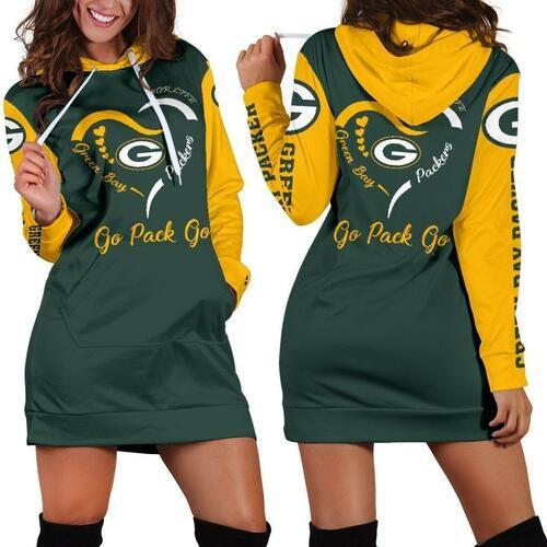 Green Bay Packers Hoodie Dress Sweater Dress Sweatshirt Dress 3d All Over Print For Women Hoodie