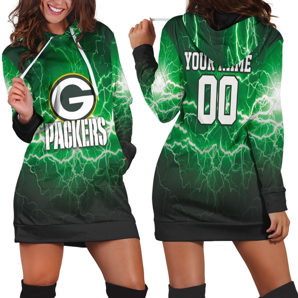 Green Bay Packers Lightning Green 3d Hoodie Dress Sweater Dress Sweatshirt Dress