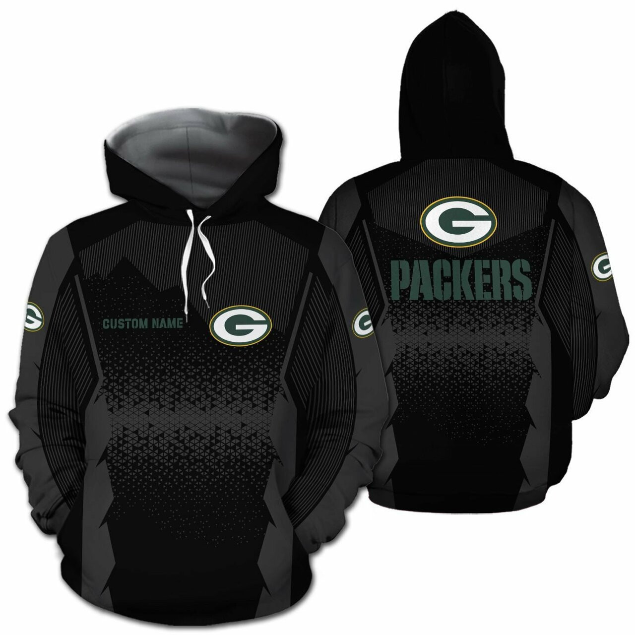 Green Bay Packers Nfl Football Team Logo Custom Personalized With Name All Over Print Design Black 3d T Shirt Zip Up Hoodie Long Sleeve Tee For Fans