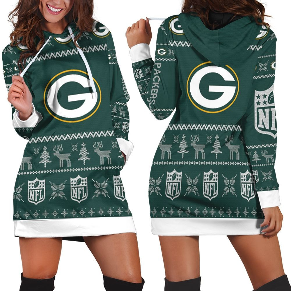 Green Bay Packers Nfl Ugly Sweatshirt Christmas 3d Hoodie Dress For Women