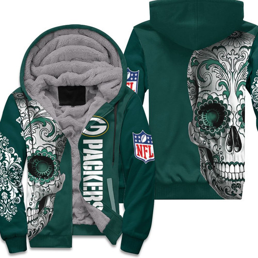 Green Bay Packers Nlf Fan Sugar Skull 3D Fleece Hoodie