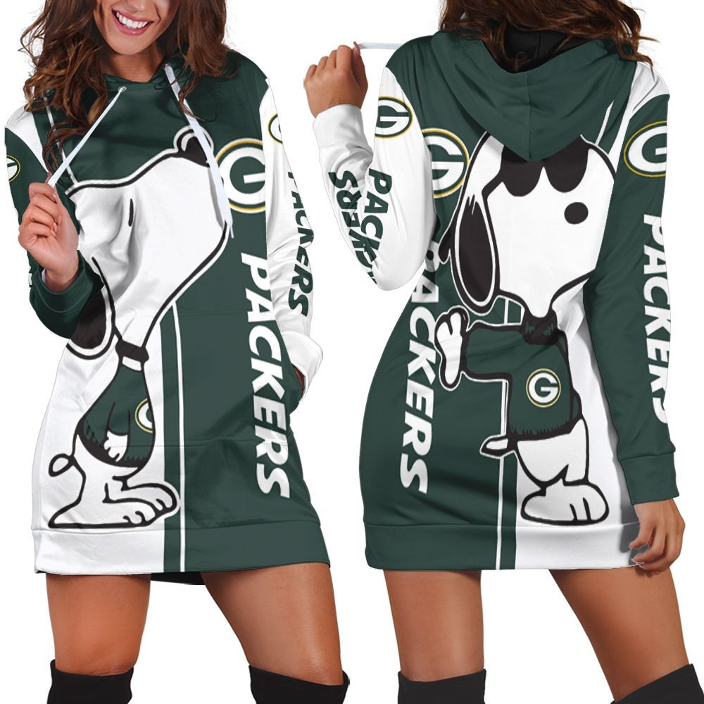 Green Bay Packers Snoopy Lover 3d Hoodie Dress Sweater Dress Sweatshirt Dress