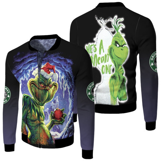 Grinch Christmas He Is A Mean One Grinch Monster Black Fleece Bomber Jacket