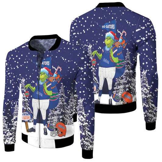 Grinch Florida Gators Christmas Fleece Bomber Jacket