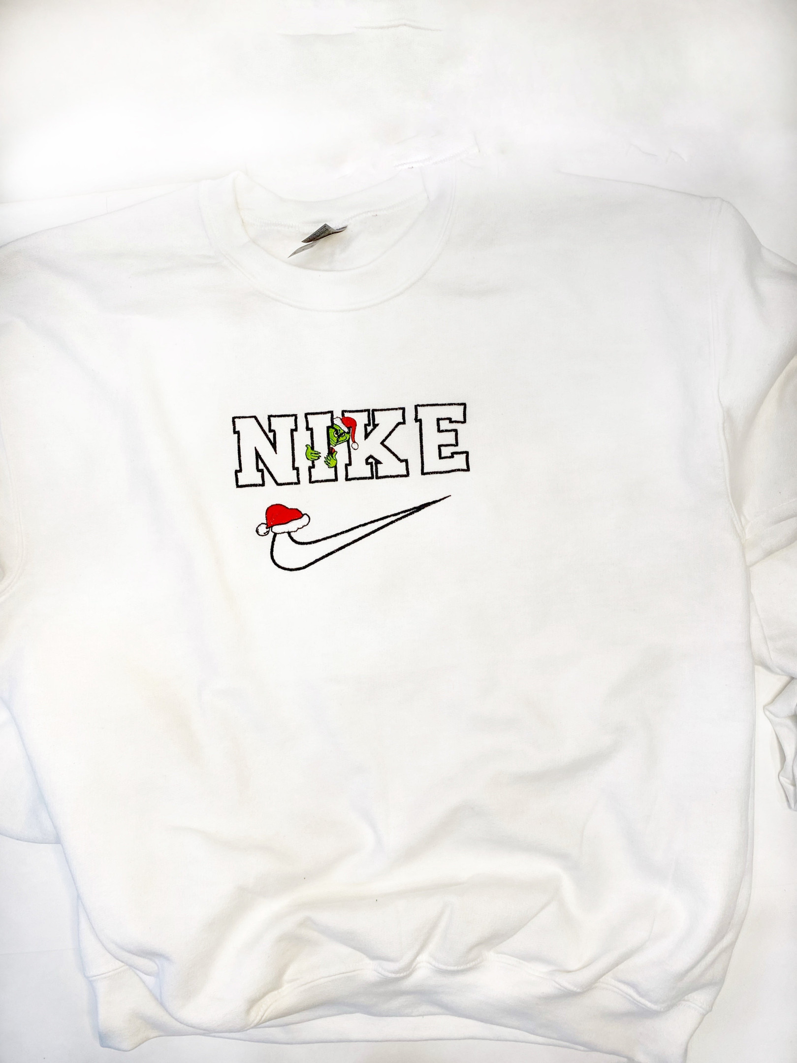 Grinch Nike Inspired Christmas Embroideried Sweatshirt Christmas