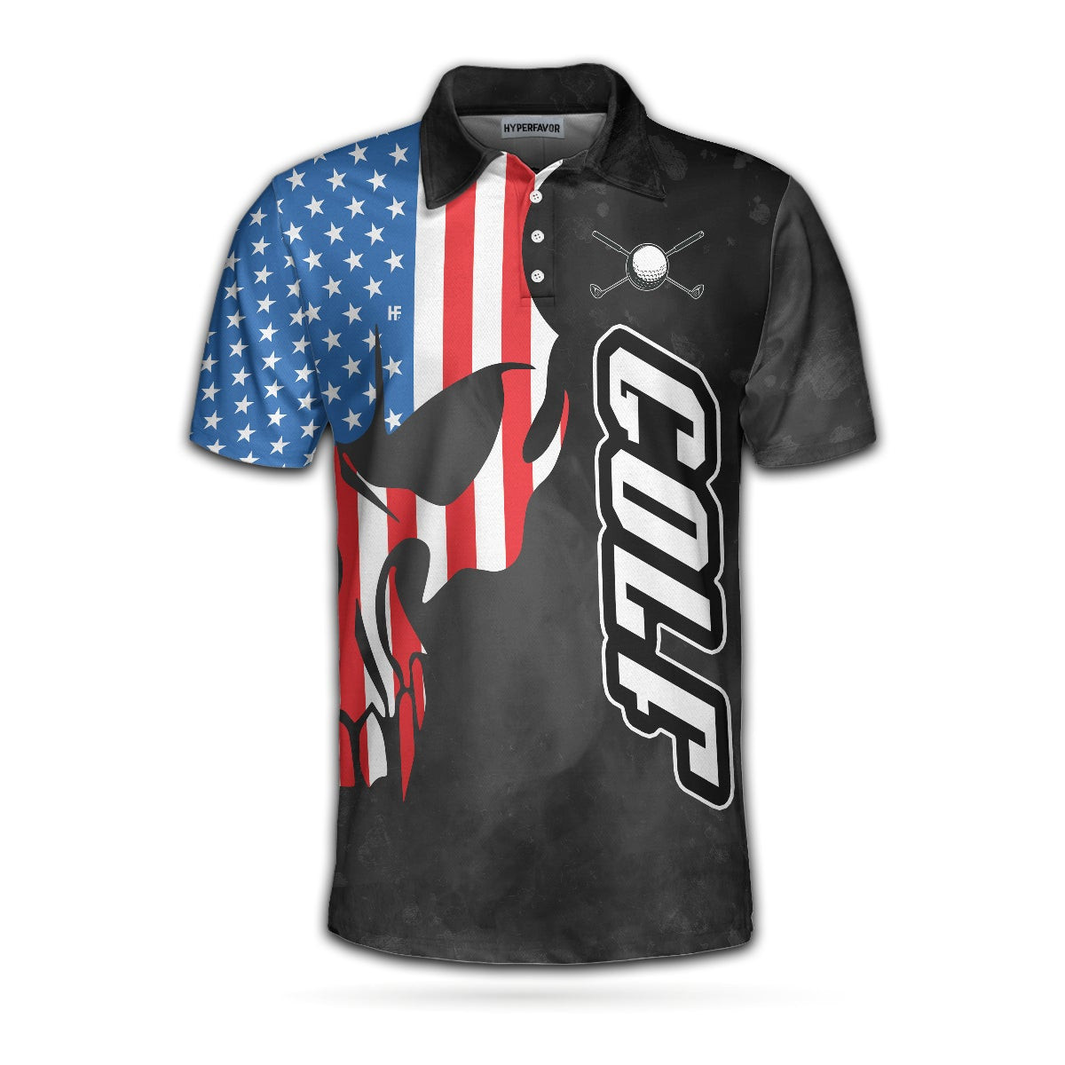 Grip It N Rip It Skull Golf With American Flag Golf Polo Shirt Cool Golf Shirt Design For Male Players