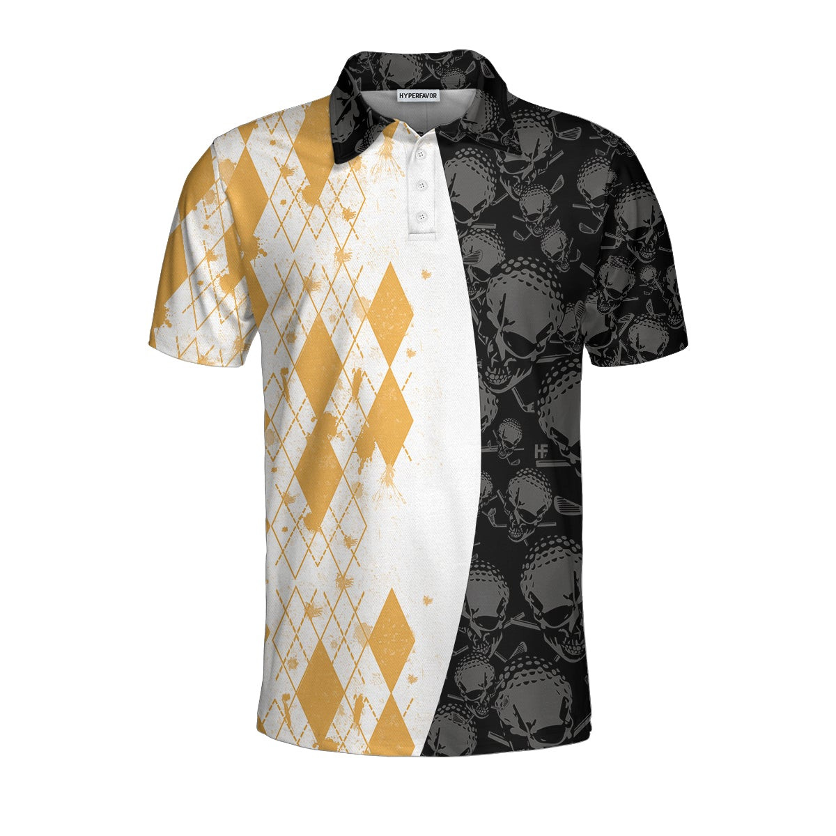 Grip It Rip It Sip It Golf V2 Polo Shirt Yellow Argyle Pattern Golf Shirt Skull Golf Shirt Design