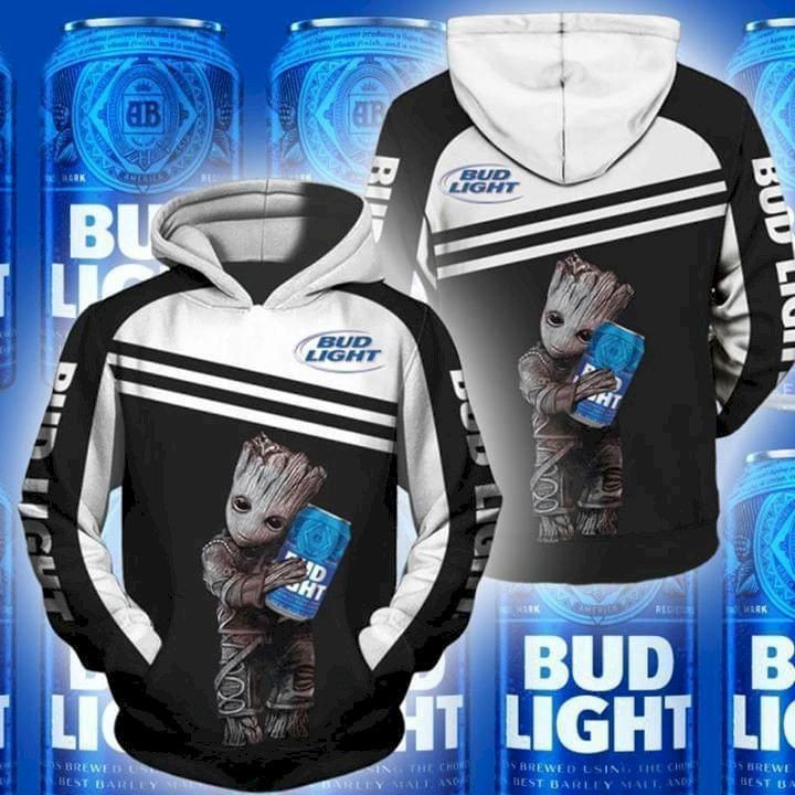 Groot Hug Bud Light Pullover And Zippered Hoodies Custom 3D Graphic Printed 3D Hoodie All Over Print Hoodie For Men For Women