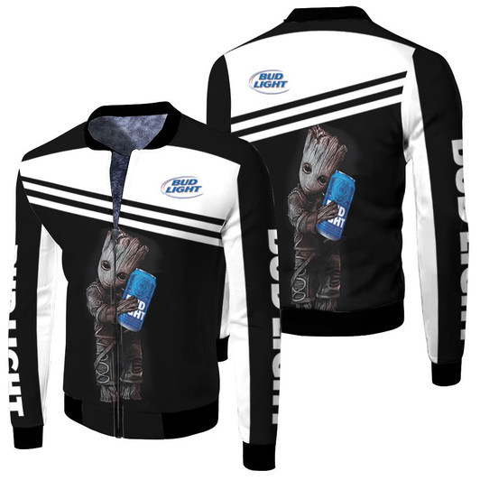 Groot Hug Bud Light Tin Fleece Bomber Jacket