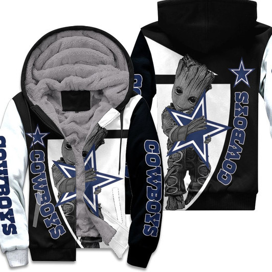 Groot Hug Dallas Cowboys Nfl Fan 3D Fleece Hoodie