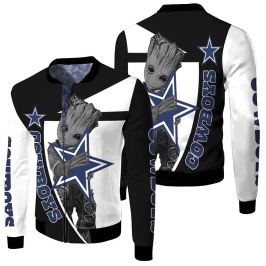 Groot Hug Dallas Cowboys Nfl Fan Fleece Bomber Jacket