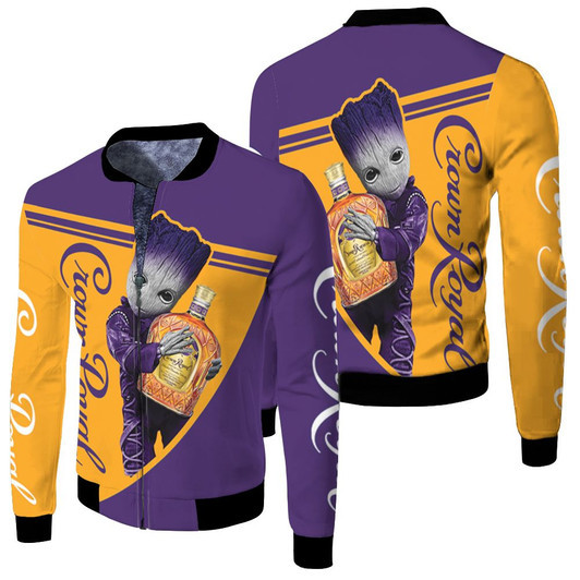 Groot Hugs Crown Royal Fleece Bomber Jacket