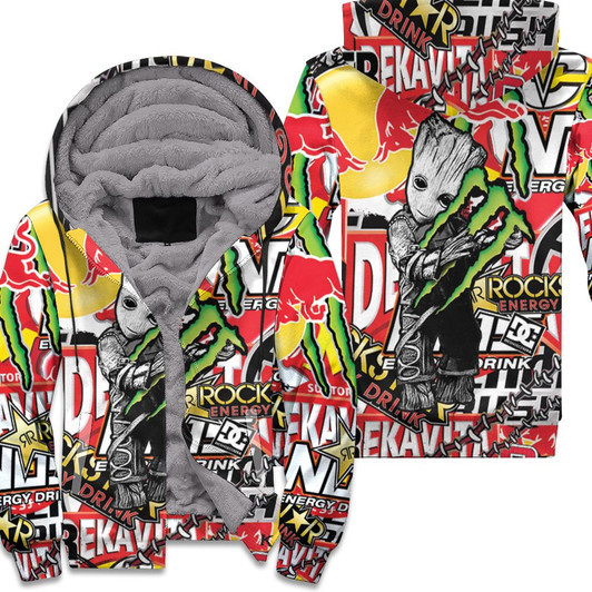 Groot Monster Energy Full 3D Fleece Hoodie