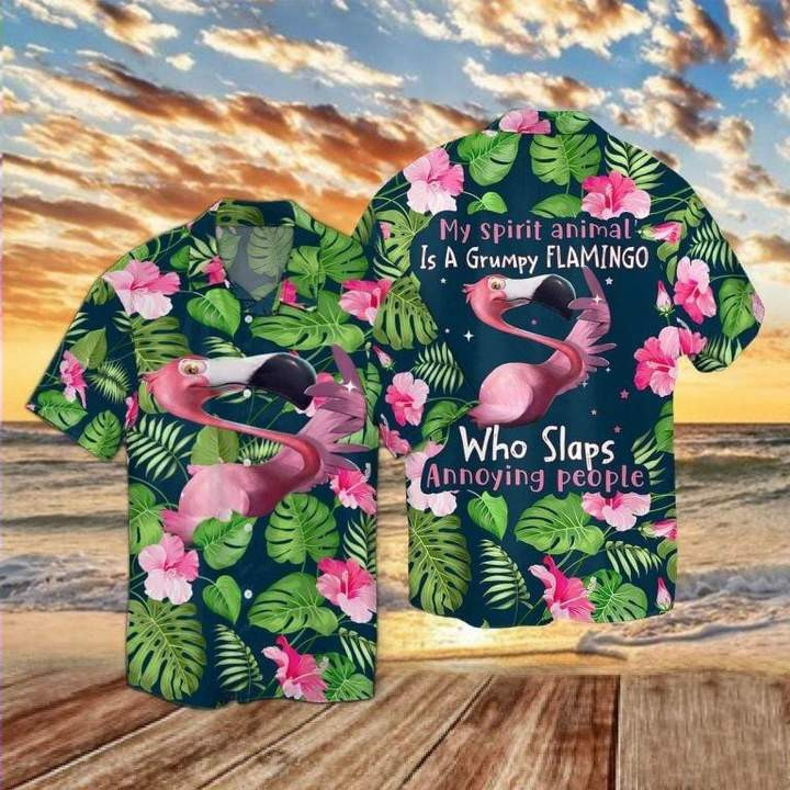 Grumpy Flamingo Hawaiian Shirt Tropical Hawaiian Shirt For Men Hawaiian Shirt For Men Women