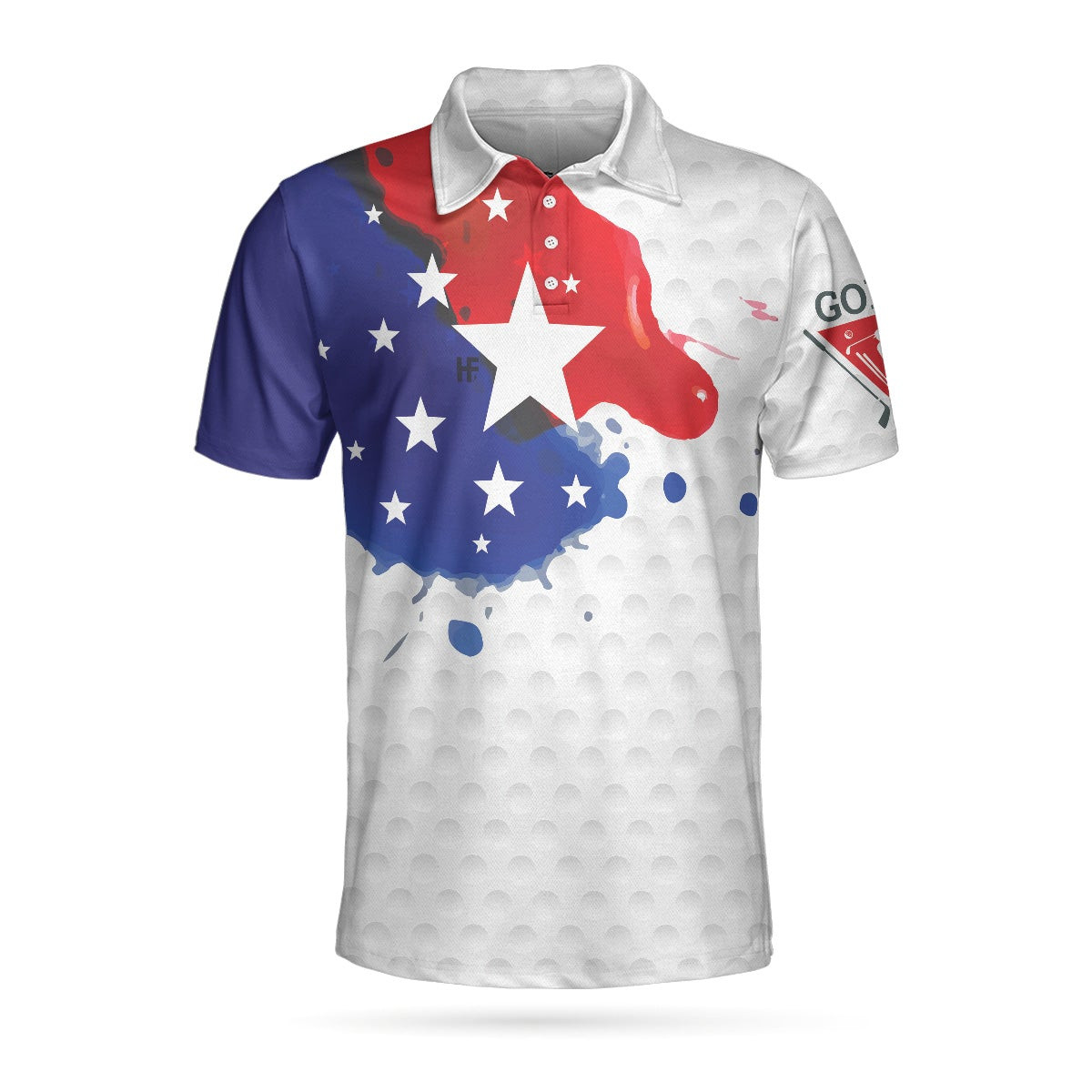 Grunge Style American Flag Polo Shirt Golf Pattern Wet Paint Polo Shirt Patriotic Golf Shirt For Men